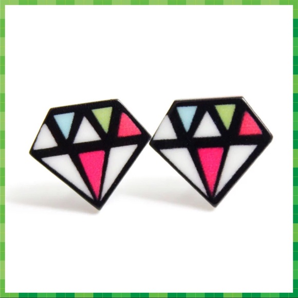 Colorful Diamond Stud Earrings - Picture 4 of 5